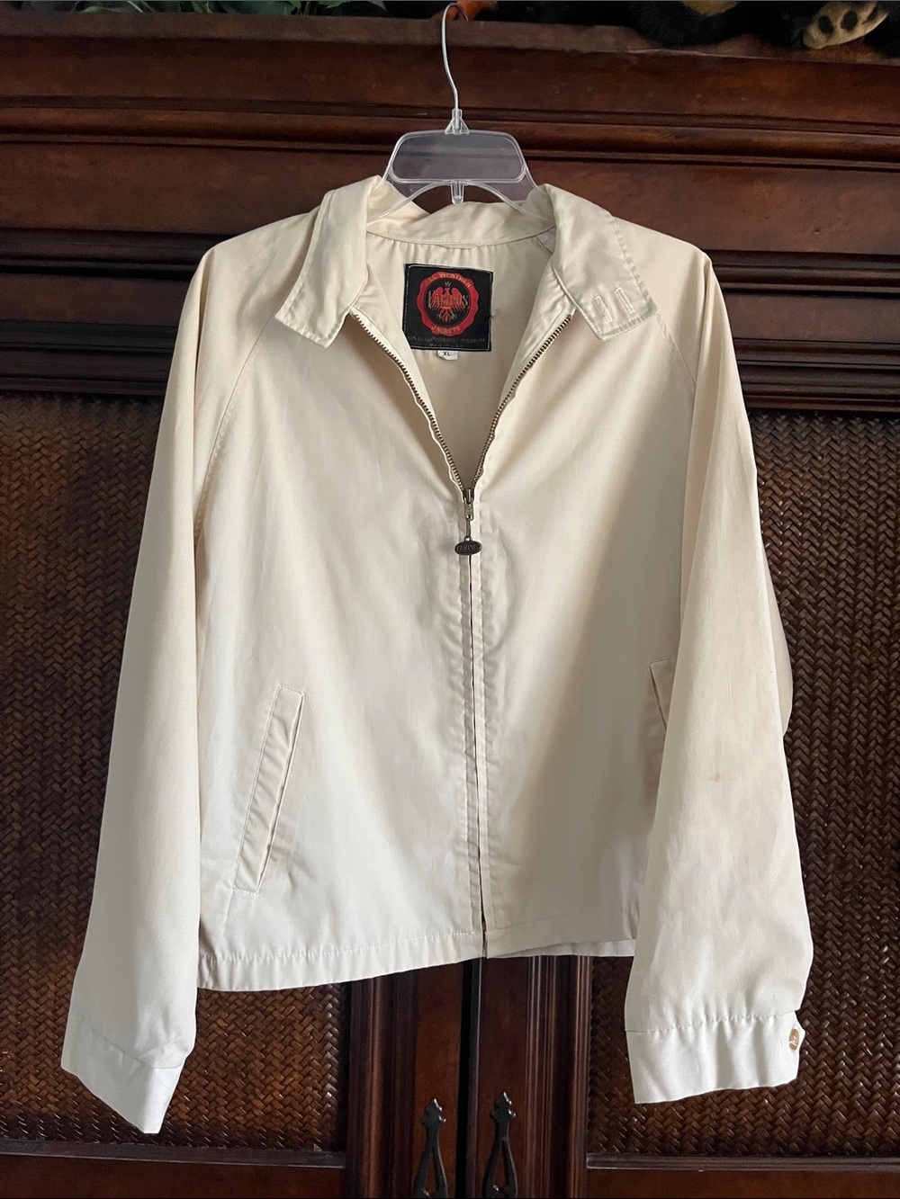 Classic Cream Zip-Front Bomber Jacket